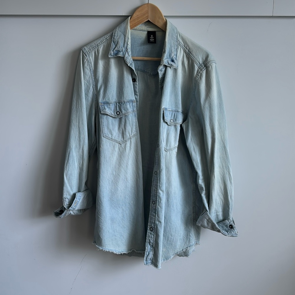 Distressed Western Denim Shirt